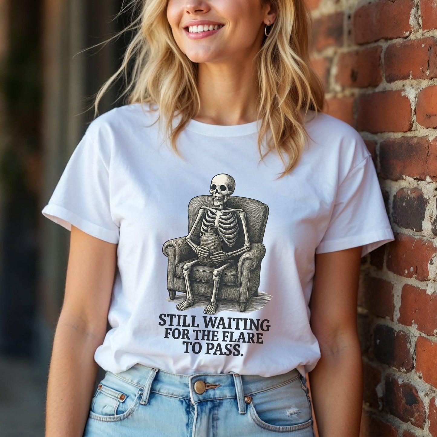 Still Waiting For The Flare To Pass Skeleton T-Shirt