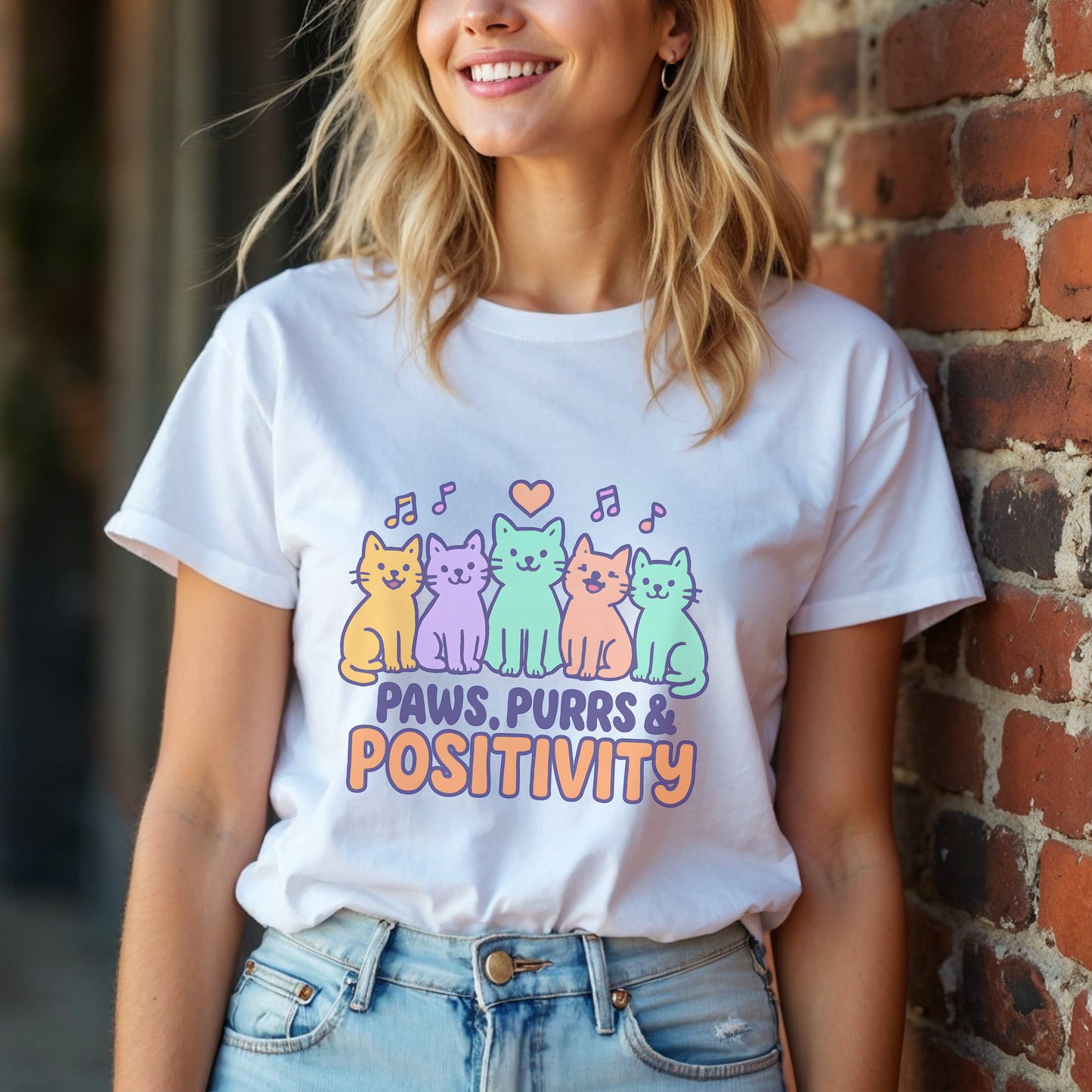 Paws Purrs And Positivity Cats T-Shirt