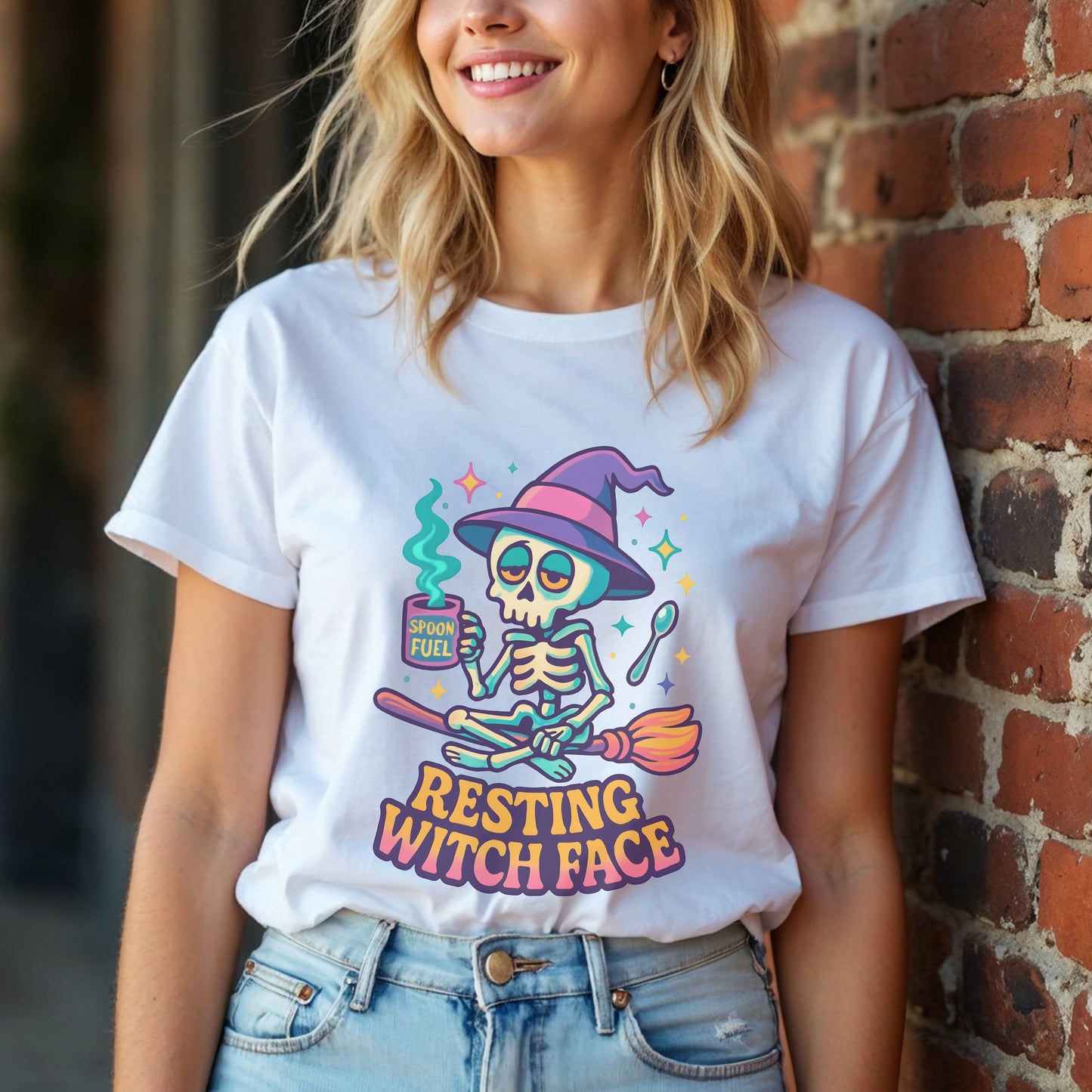 Resting Witch Face Gothic Skeleton T-Shirt