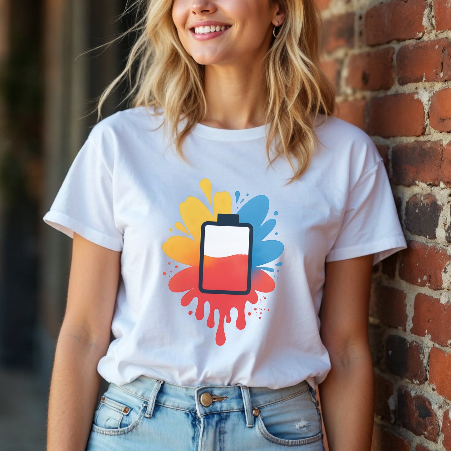 Colorful Charging Battery T-Shirt