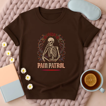 Pain Patrol Skeleton Rose Gothic T-Shirt
