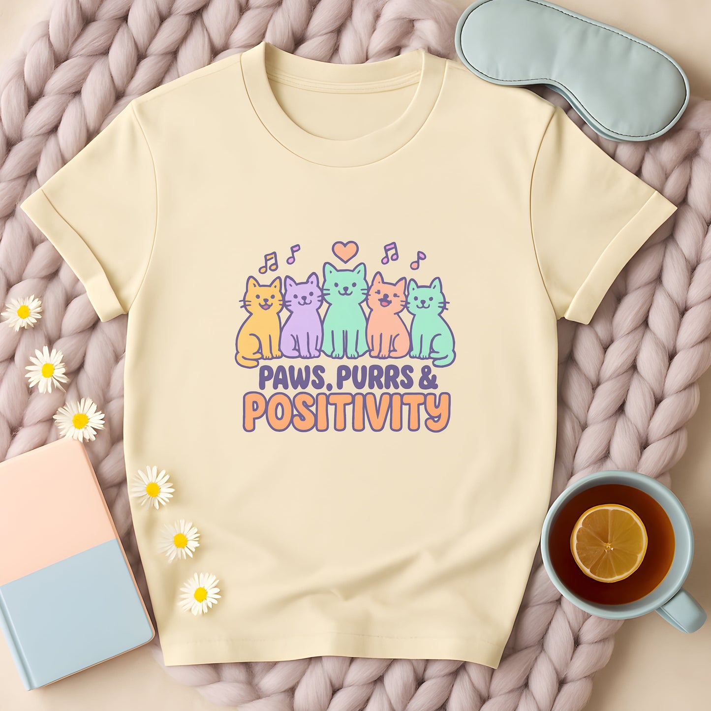 Paws Purrs And Positivity Cats T-Shirt