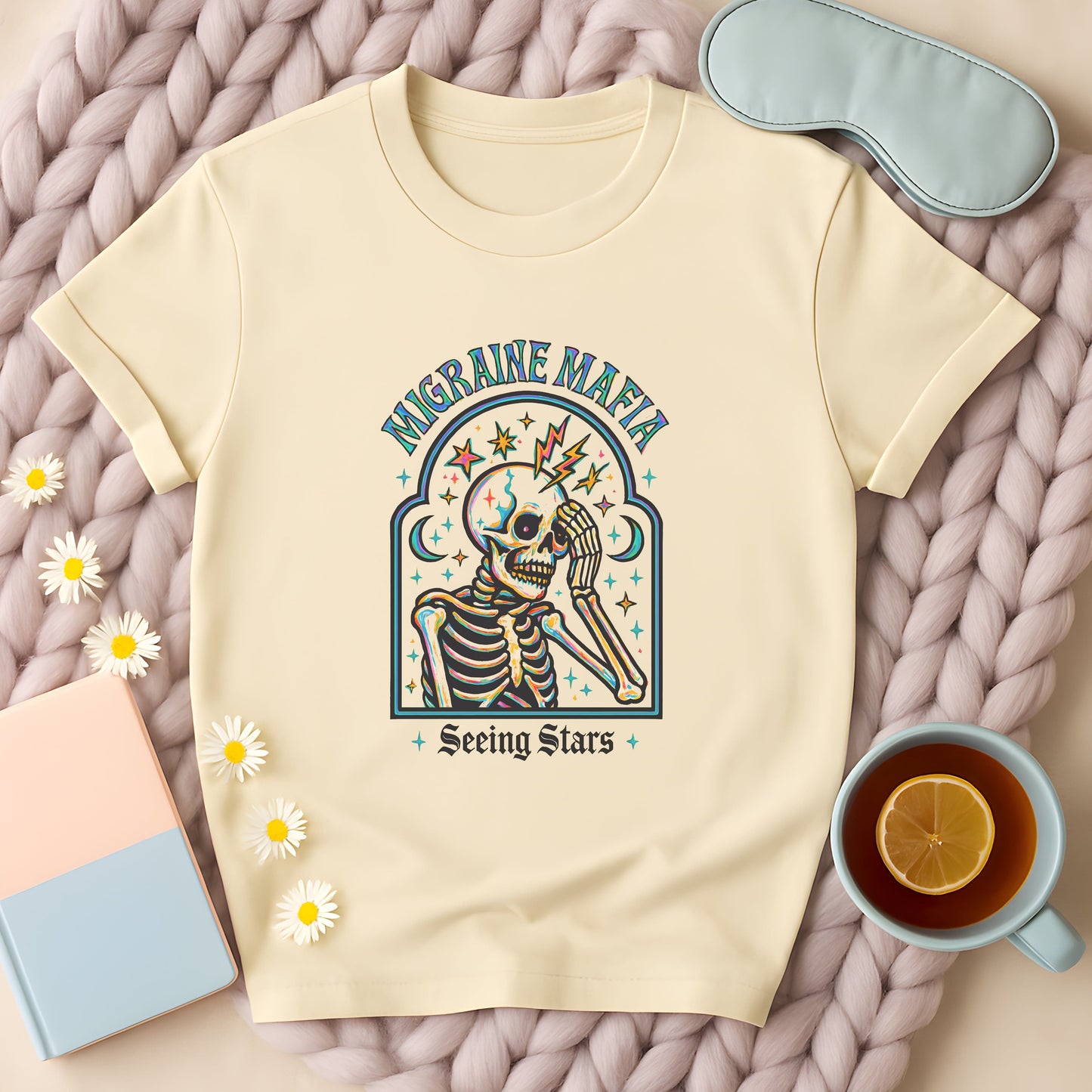 Migraine Mafia Neon Skeleton Gothic T-Shirt