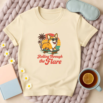 Rolling Through The Flare Skateboarding Dog T-Shirt