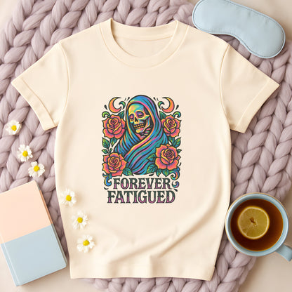 Forever Fatigued Neon Skeleton Rose Gothic T-Shirt