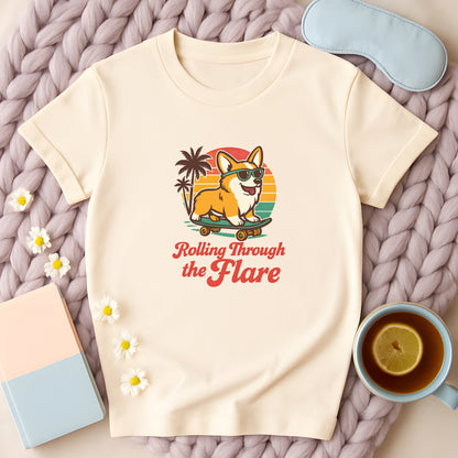 Rolling Through The Flare Skateboarding Dog T-Shirt