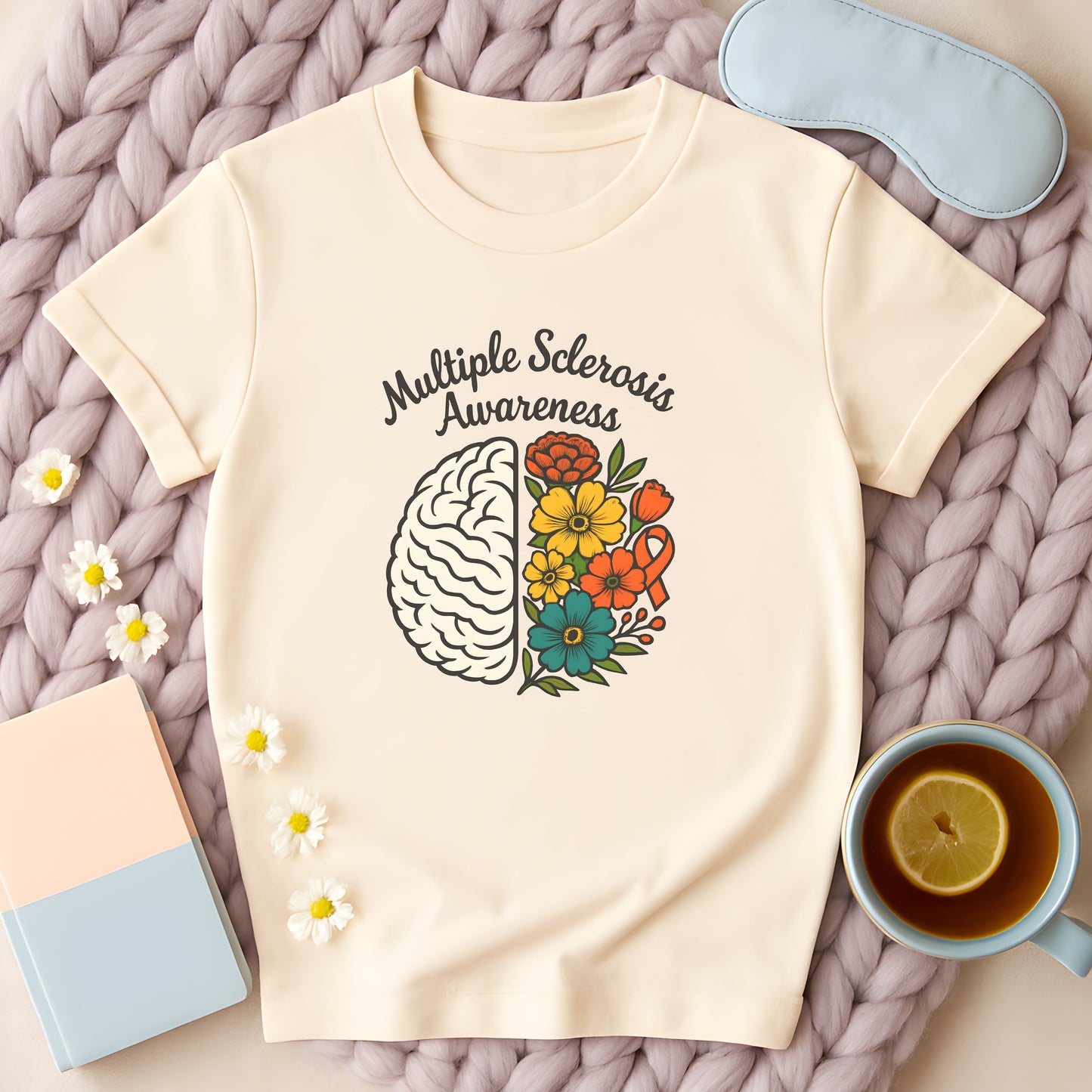 Multiple Sclerosis Awareness Floral Brain T-Shirt