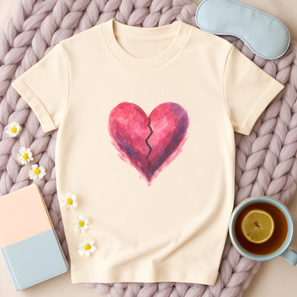 Cracked Watercolor Heart Broken Heart T-Shirt