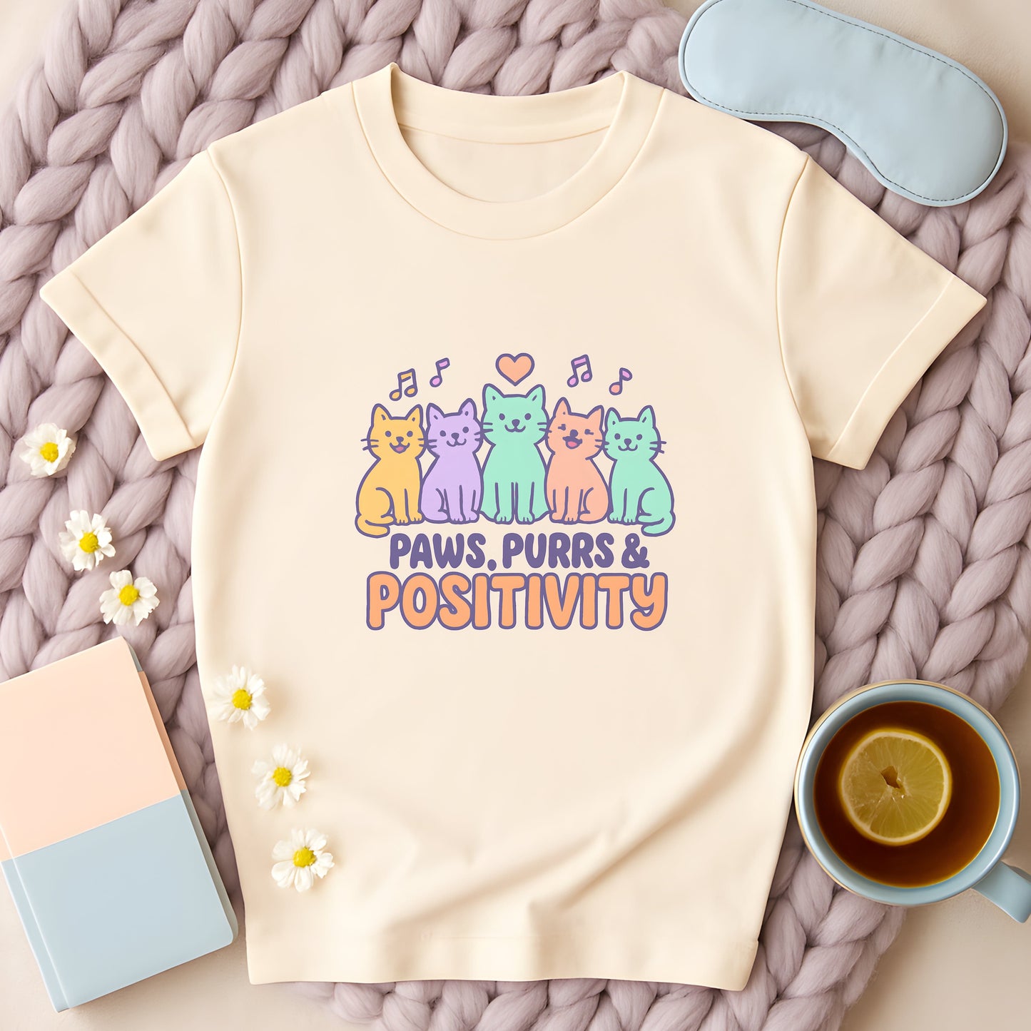 Paws Purrs And Positivity Cats T-Shirt