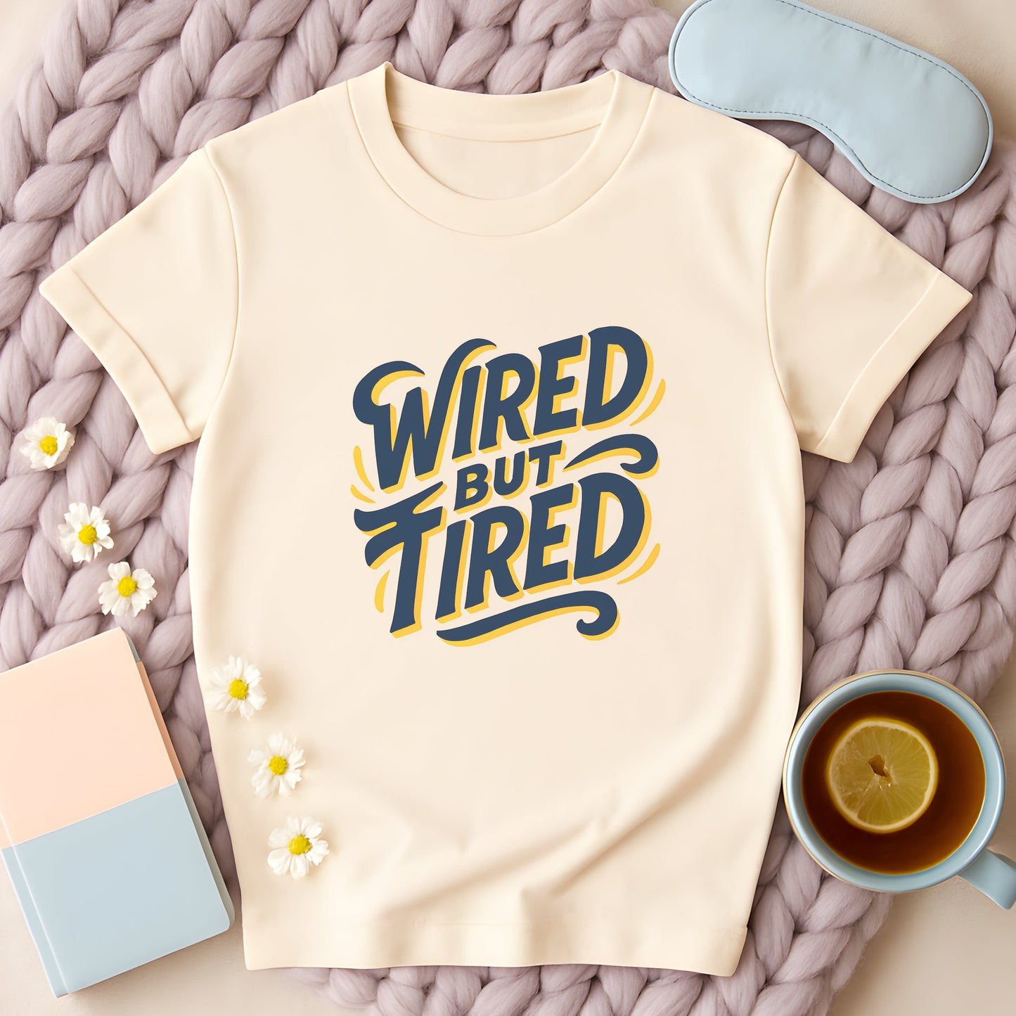 Wired But Tired Typographic T-Shirt