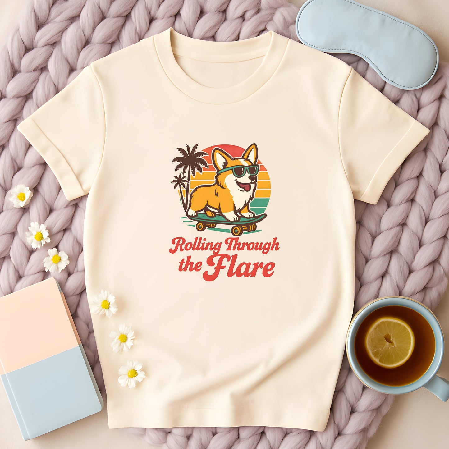 Rolling Through The Flare Skateboarding Dog T-Shirt