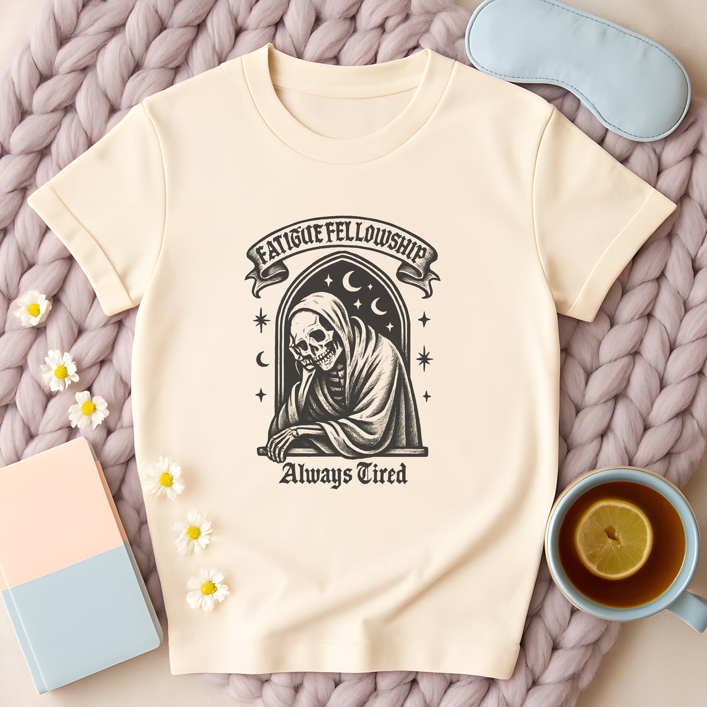 Fatigue Fellowship Always Tired Skeleton Gothic T-Shirt