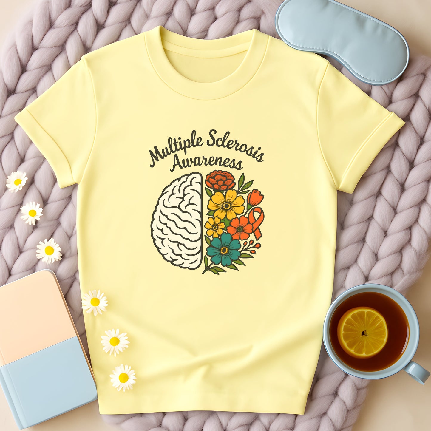 Multiple Sclerosis Awareness Floral Brain T-Shirt