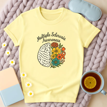 Multiple Sclerosis Awareness Floral Brain T-Shirt
