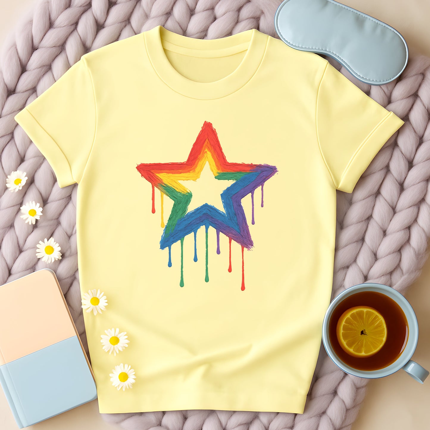 Painted Rainbow Star Disability Pride T-Shirt