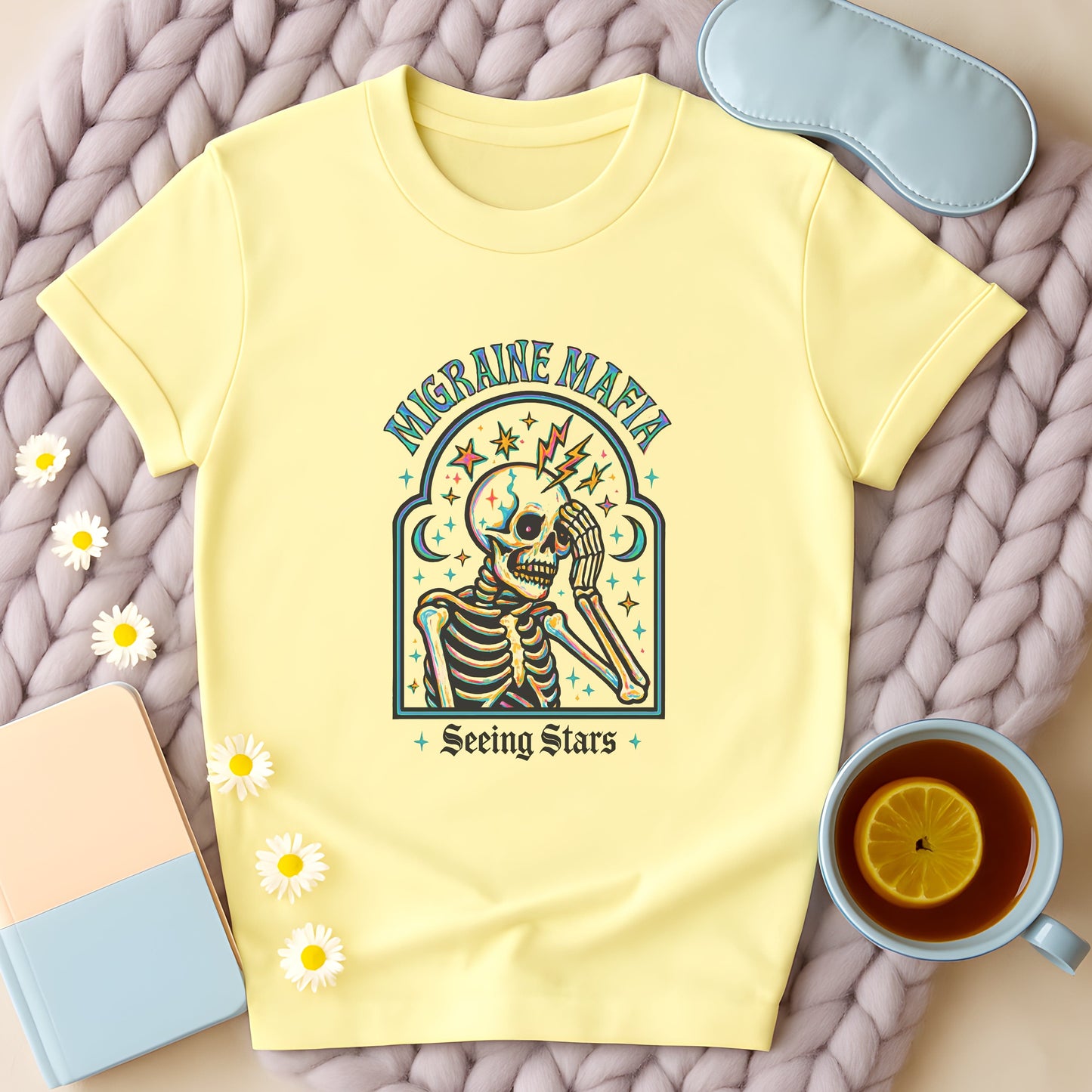 Migraine Mafia Neon Skeleton Gothic T-Shirt