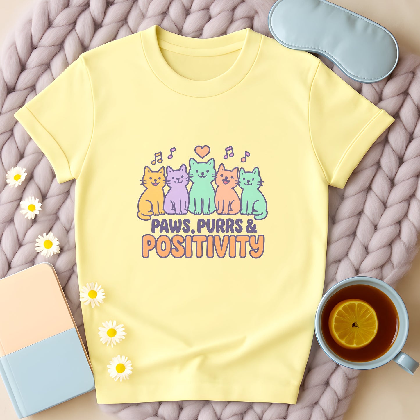 Paws Purrs And Positivity Cats T-Shirt
