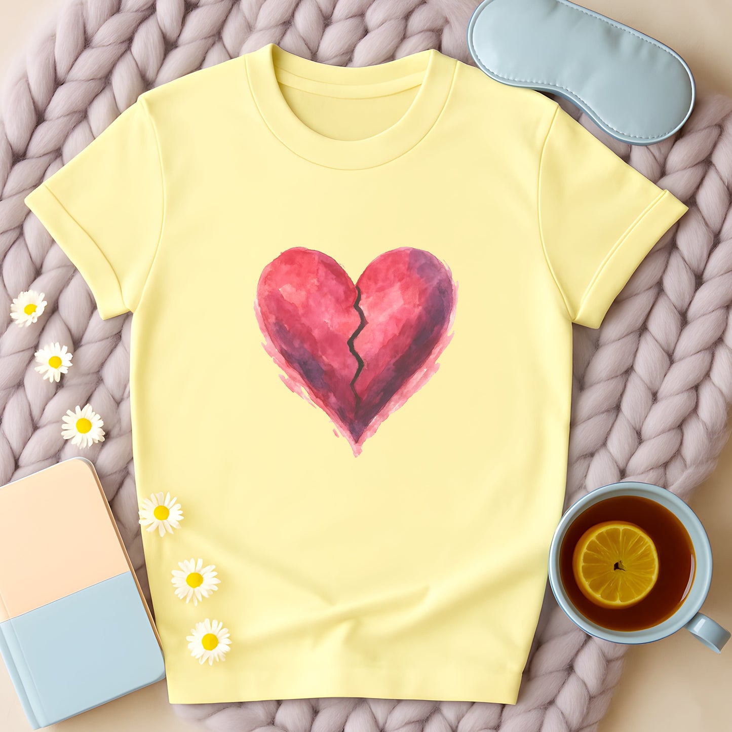 Cracked Watercolor Heart Broken Heart T-Shirt