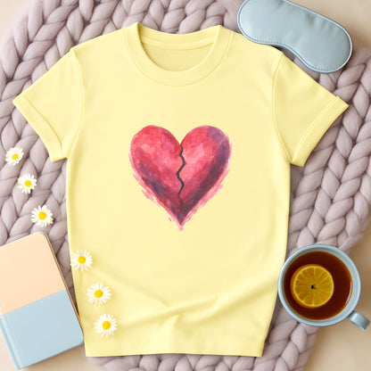 Cracked Watercolor Heart Broken Heart T-Shirt