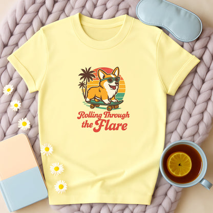 Rolling Through The Flare Skateboarding Dog T-Shirt