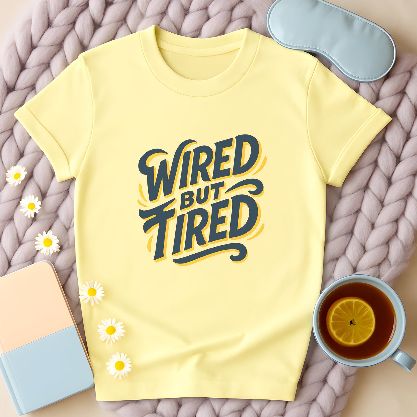 Wired But Tired Typographic T-Shirt