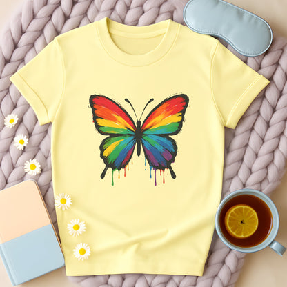 Painted Rainbow Butterfly Disability Pride T-Shirt