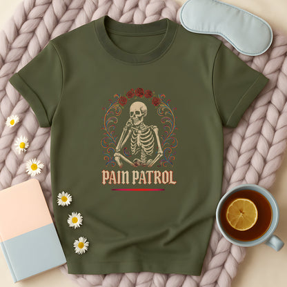 Pain Patrol Skeleton Rose Gothic T-Shirt
