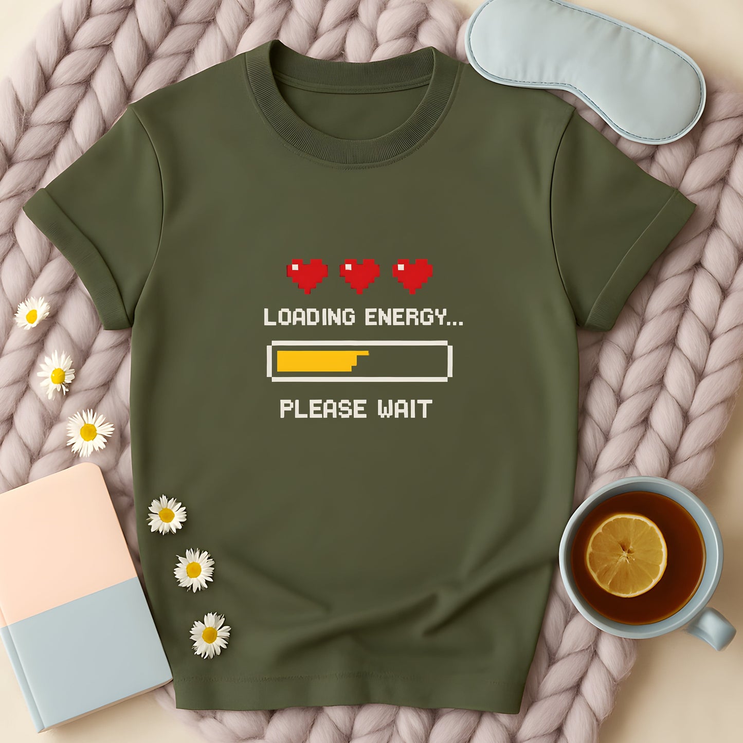 Loading Energy Please Wait Retro Pixel GamerT-Shirt