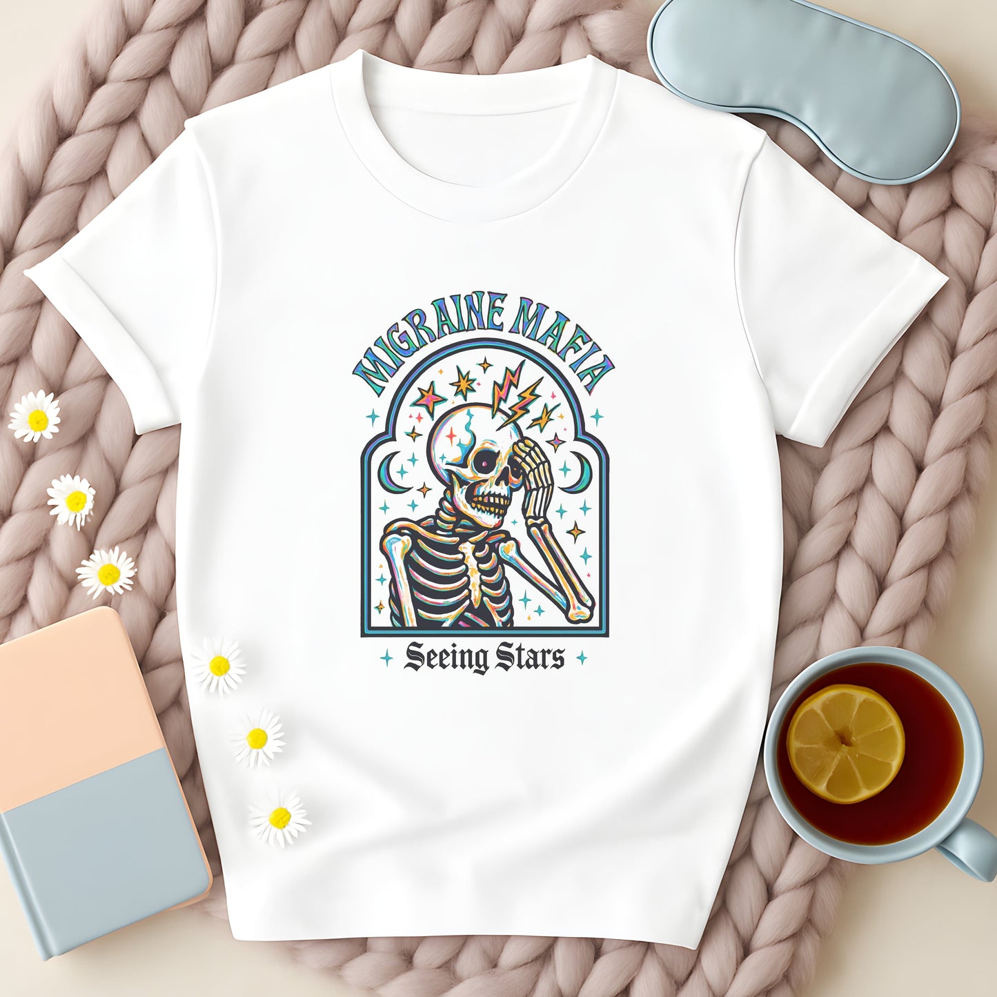 Migraine Mafia Neon Skeleton Gothic T-Shirt