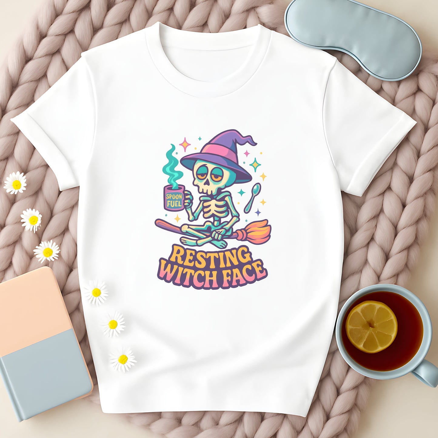 Resting Witch Face Gothic Skeleton T-Shirt