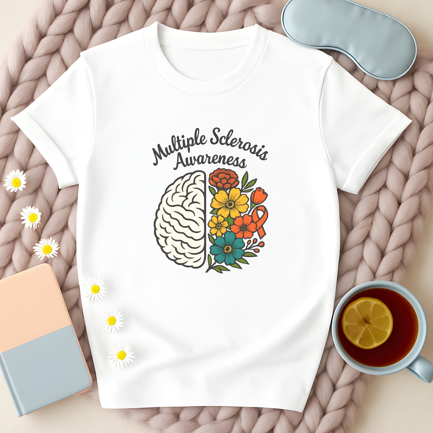 Multiple Sclerosis Awareness Floral Brain T-Shirt