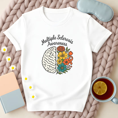 Multiple Sclerosis Awareness Floral Brain T-Shirt