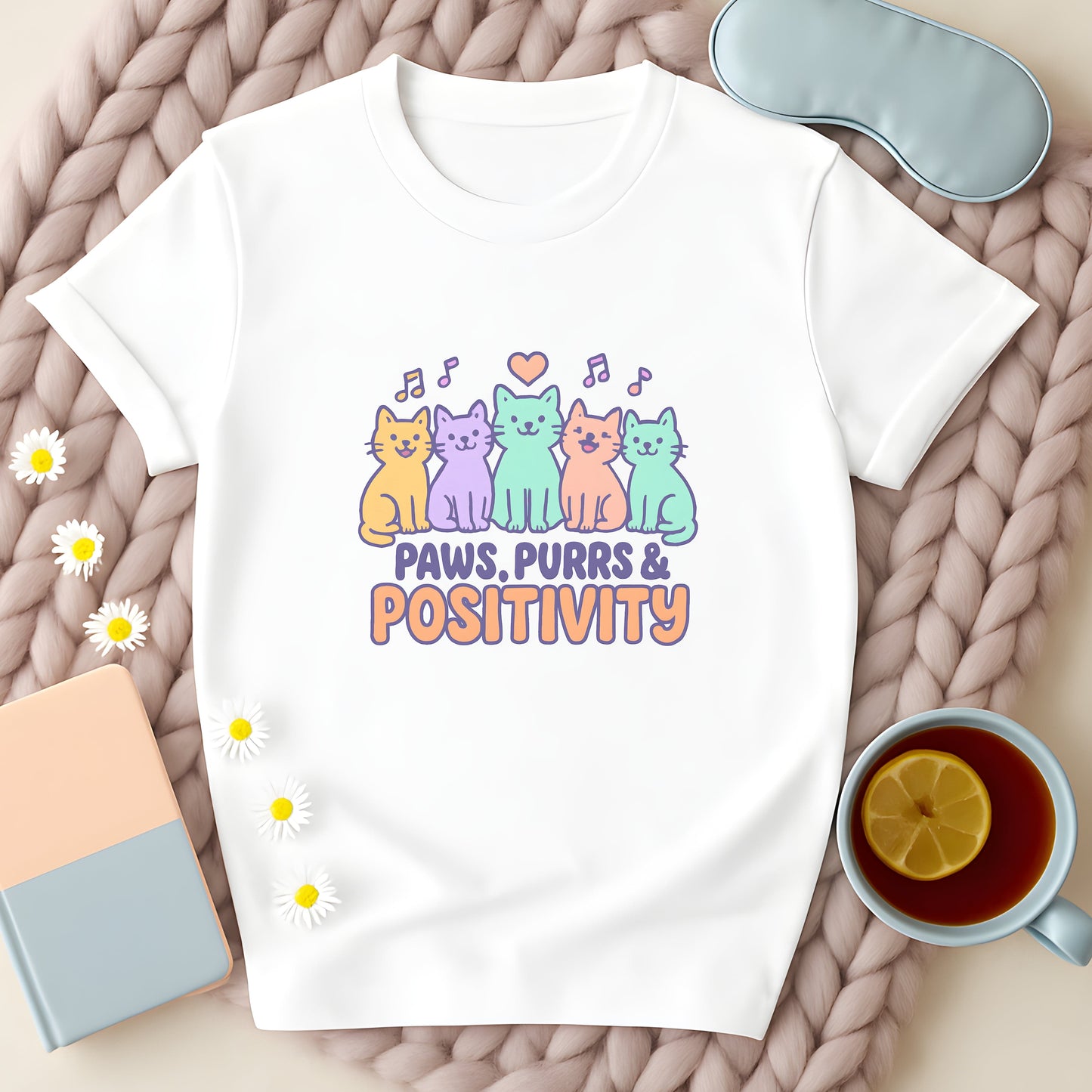 Paws Purrs And Positivity Cats T-Shirt