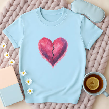 Cracked Watercolor Heart Broken Heart T-Shirt