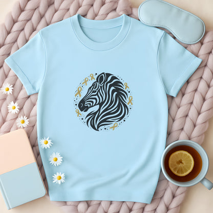 Zebra Head With Gold Awareness Ribbons T-Shirt