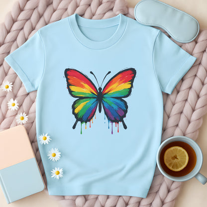 Painted Rainbow Butterfly Disability Pride T-Shirt