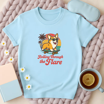 Rolling Through The Flare Skateboarding Dog T-Shirt