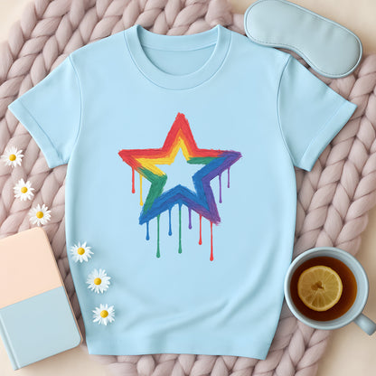 Painted Rainbow Star Disability Pride T-Shirt