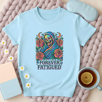 Forever Fatigued Neon Skeleton Rose Gothic T-Shirt