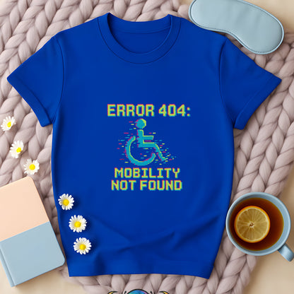 Error 404 Mobility Not Found Retro Glitch Wheelchair T-Shirt