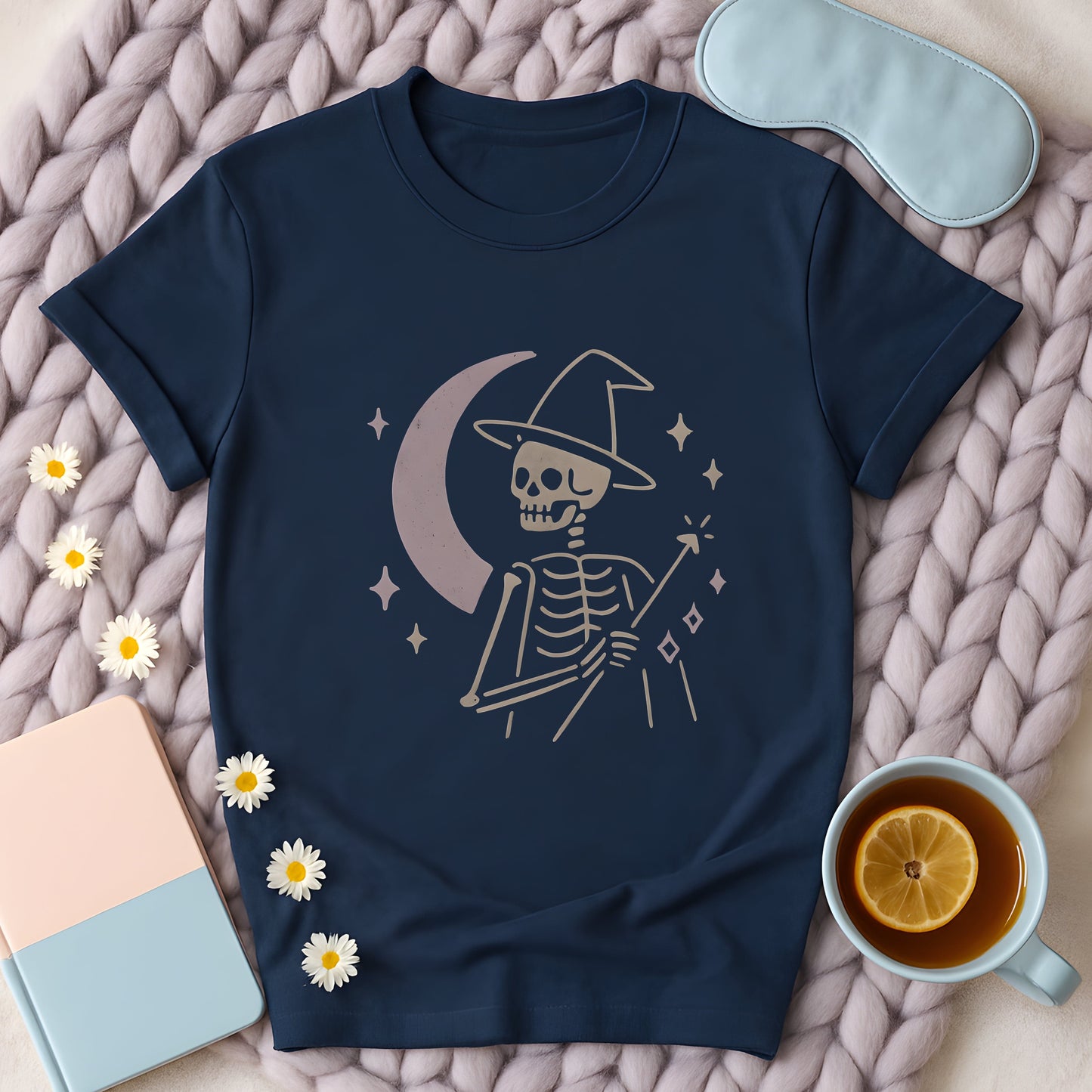 Minimalist Skeleton Witch Moon T-Shirt