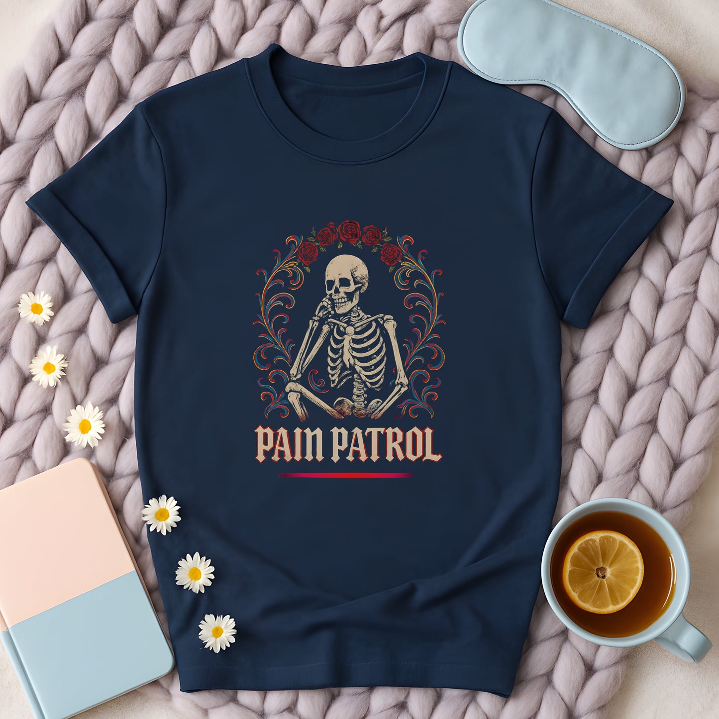 Pain Patrol Skeleton Rose Gothic T-Shirt