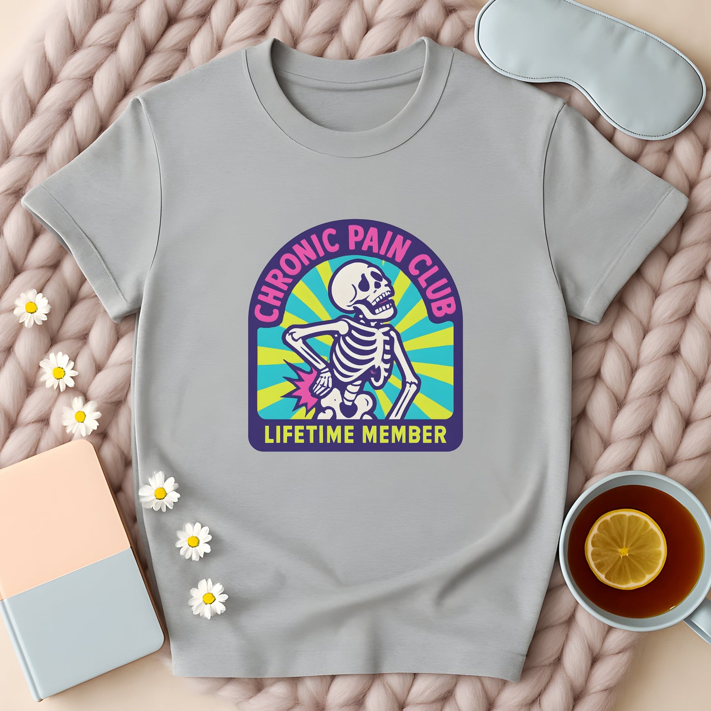 Chronic Pain Club Lifetime Membership Skeleton T-Shirt