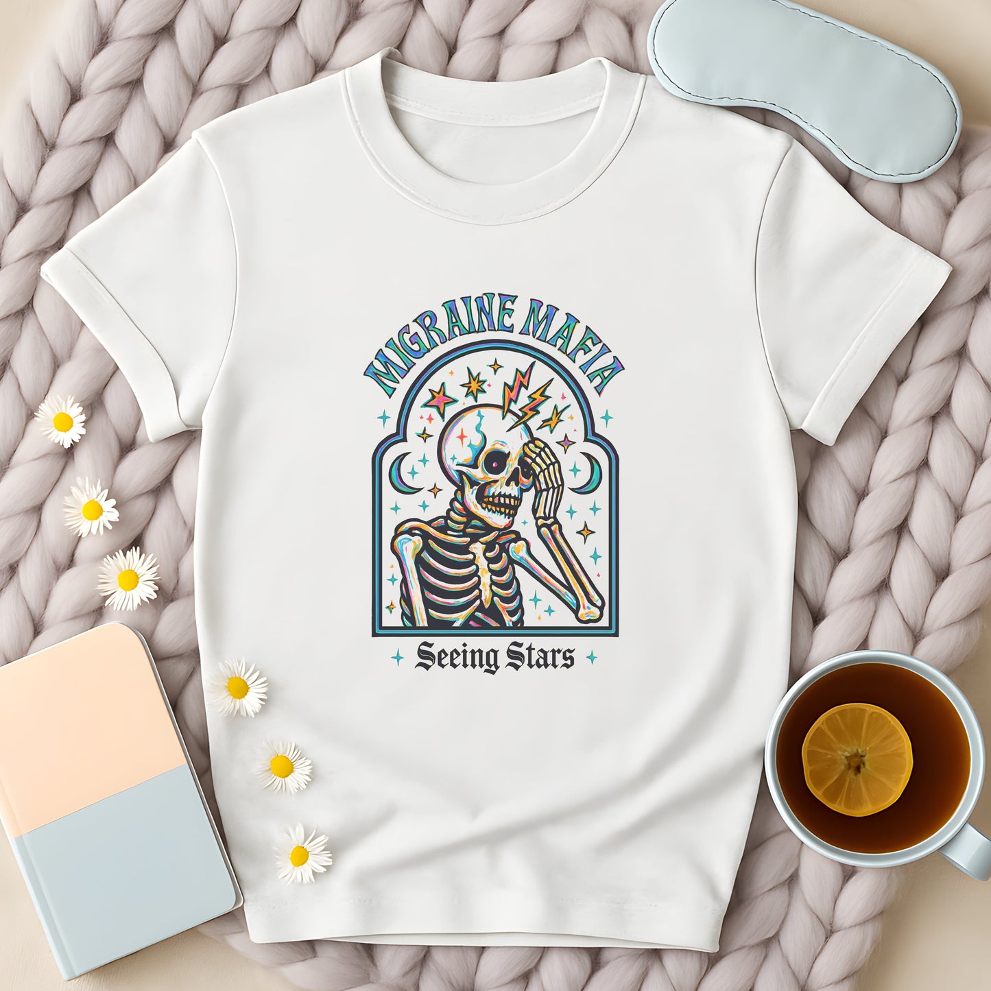 Migraine Mafia Neon Skeleton Gothic T-Shirt