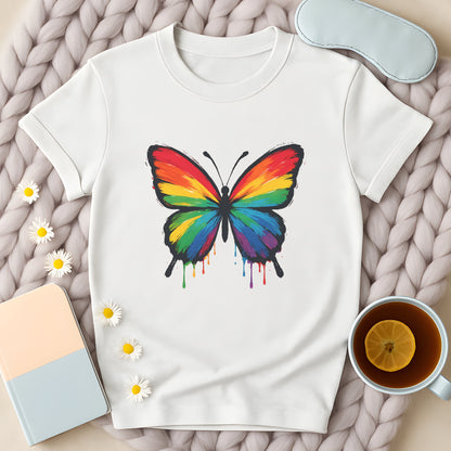 Painted Rainbow Butterfly Disability Pride T-Shirt