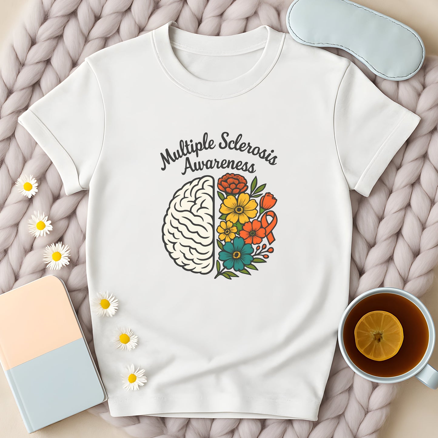 Multiple Sclerosis Awareness Floral Brain T-Shirt