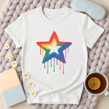 Painted Rainbow Star Disability Pride T-Shirt