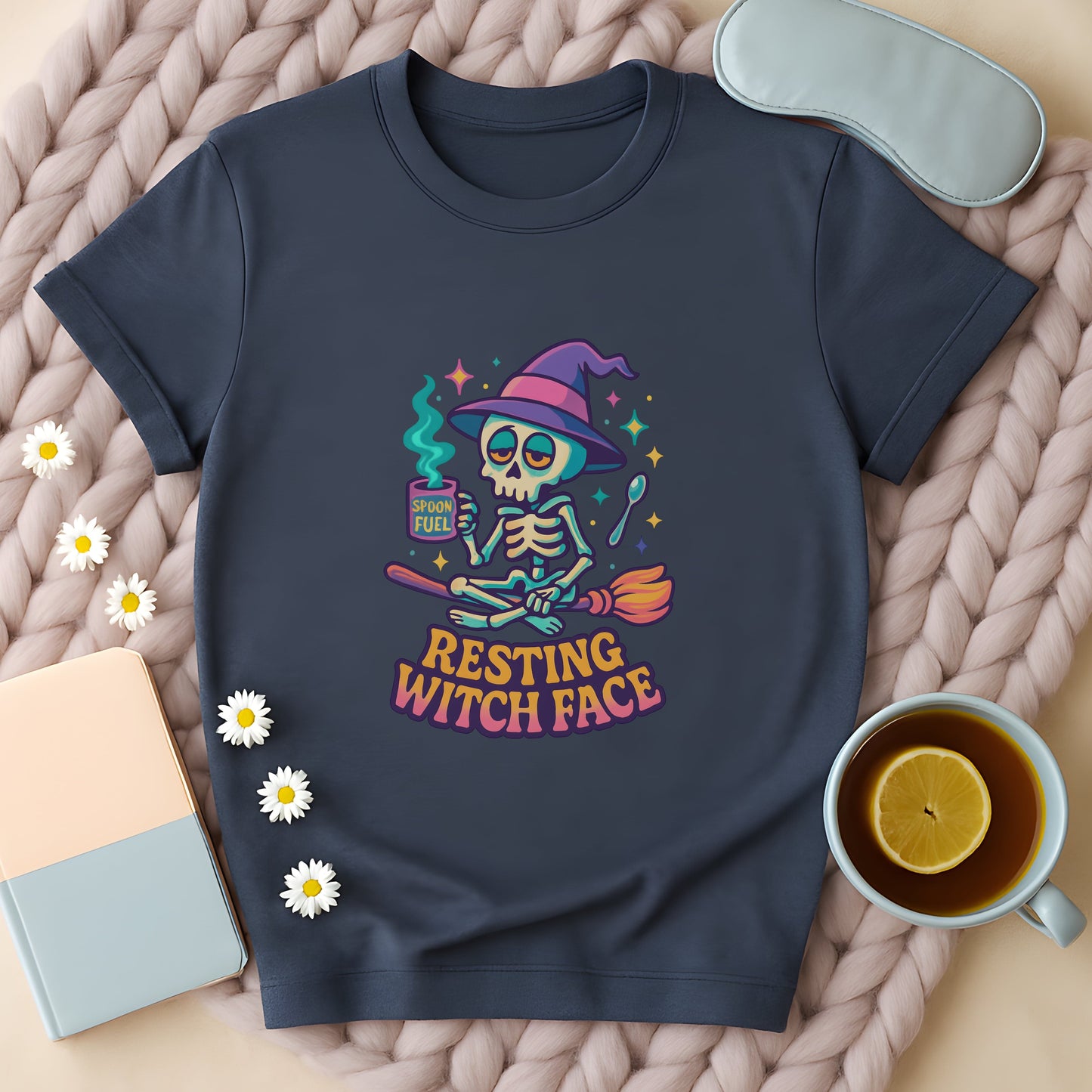 Resting Witch Face Gothic Skeleton T-Shirt