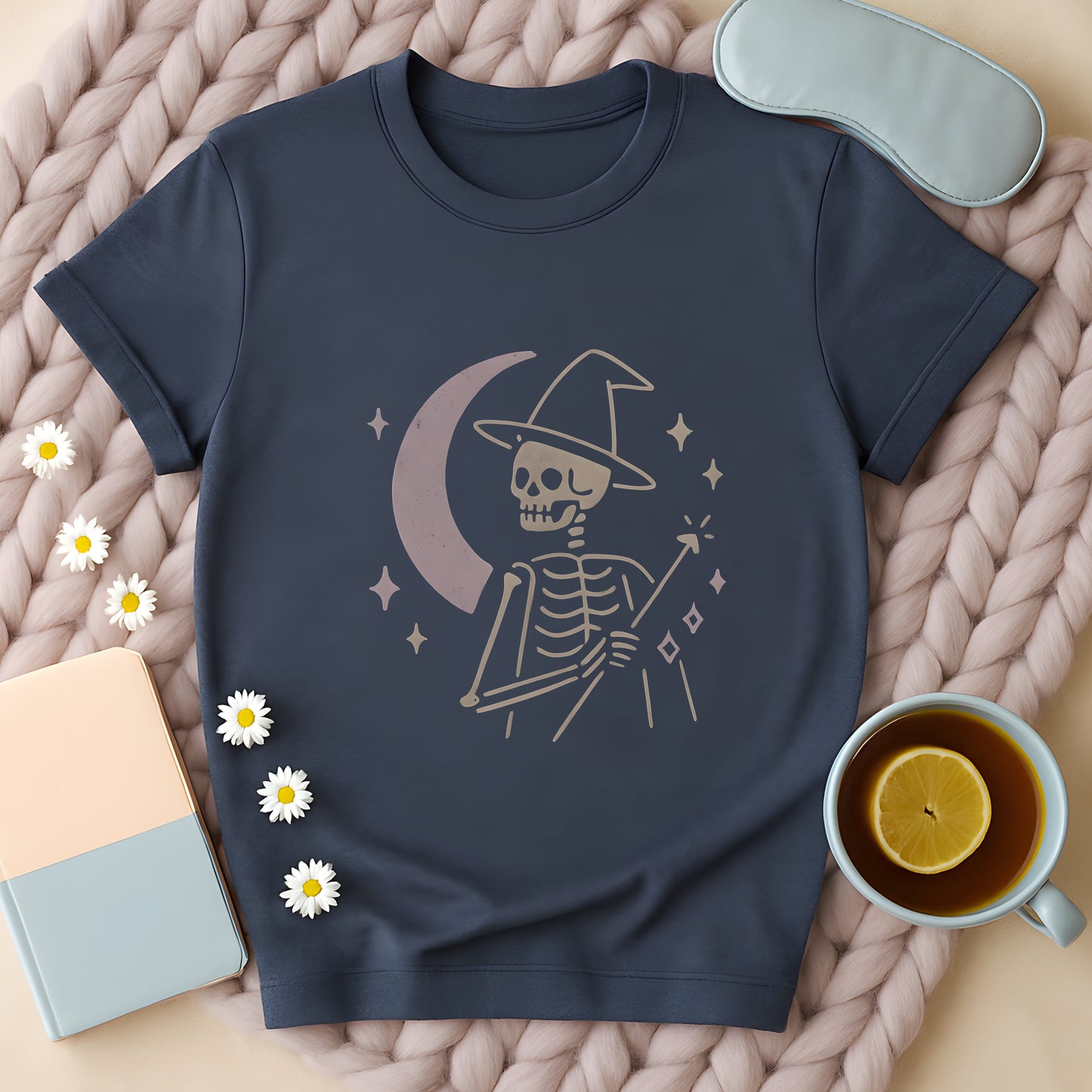 Minimalist Skeleton Witch Moon T-Shirt