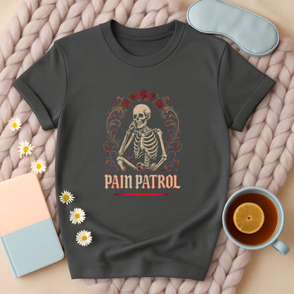 Pain Patrol Skeleton Rose Gothic T-Shirt